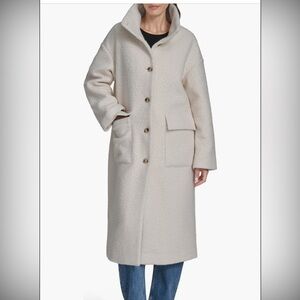 Levi’s Bouclé Longline Cocoon Car Coat in Cream